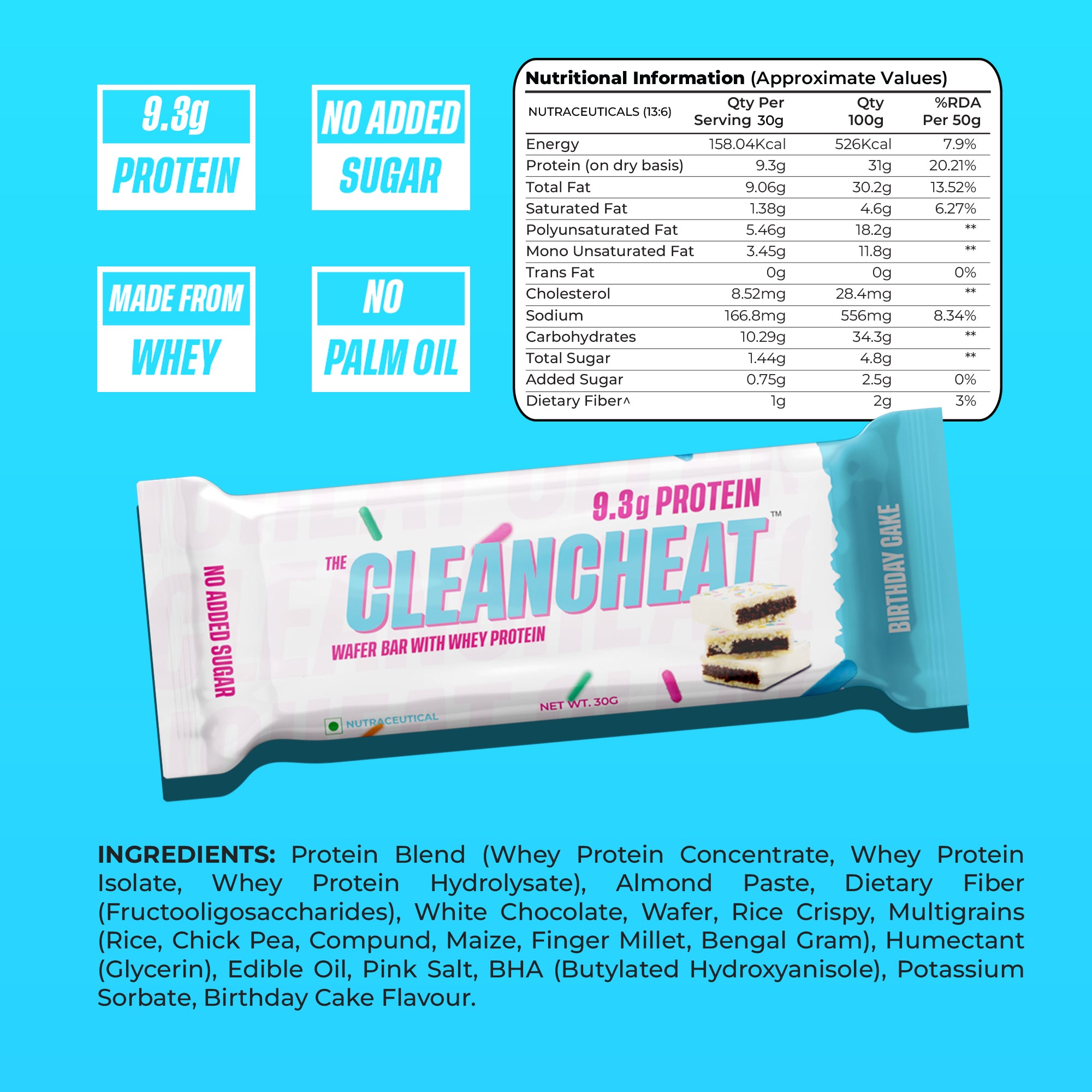 Lite Protein Wafer- Birthday Cake (Pack of 6)